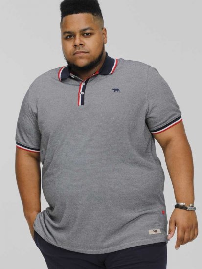 D555 BAYTON 2 Fine Stripe Jersey Polo Grey - Polo shirts - Grote Maten Poloshirts Heren