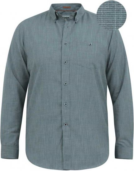 D555 RADCLIFFE Cross Hatch Soft Touch Slub Long Sleeve Shirt With Chest Patch Pocket Charcoal - Overhemden - Overhemden Grote Maten Heren