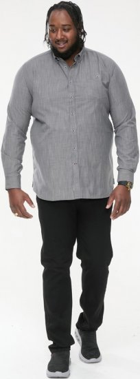 D555 RADCLIFFE Cross Hatch Soft Touch Slub Long Sleeve Shirt With Chest Patch Pocket Charcoal - Overhemden - Overhemden Grote Maten Heren