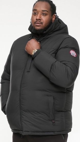 D555 DOMENIC Quilted Puffer Jacket With Half Micro Fleece Lining And Hood Black - Jassen - Grote Maten Herenjassen