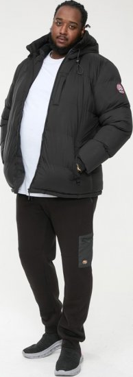 D555 DOMENIC Quilted Puffer Jacket With Half Micro Fleece Lining And Hood Black - Jassen - Grote Maten Herenjassen