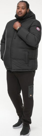 D555 DOMENIC Quilted Puffer Jacket With Half Micro Fleece Lining And Hood Black - Jassen - Grote Maten Herenjassen
