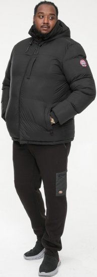 D555 DOMENIC Quilted Puffer Jacket With Half Micro Fleece Lining And Hood Black - Jassen - Grote Maten Herenjassen