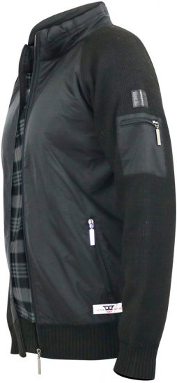 D555 MARSDEN Hybrid Knitted Jacket With Bonded Fleece Lining Black - Jassen - Grote Maten Herenjassen