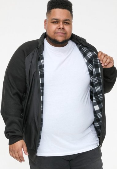 D555 MARSDEN Hybrid Knitted Jacket With Bonded Fleece Lining Black - Jassen - Grote Maten Herenjassen
