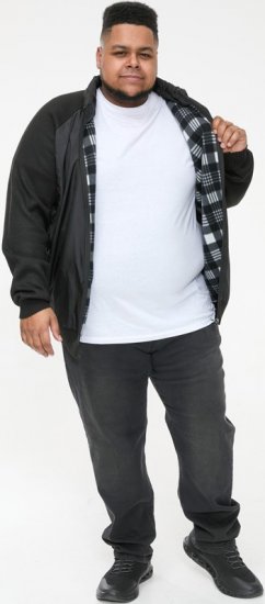 D555 MARSDEN Hybrid Knitted Jacket With Bonded Fleece Lining Black - Jassen - Grote Maten Herenjassen