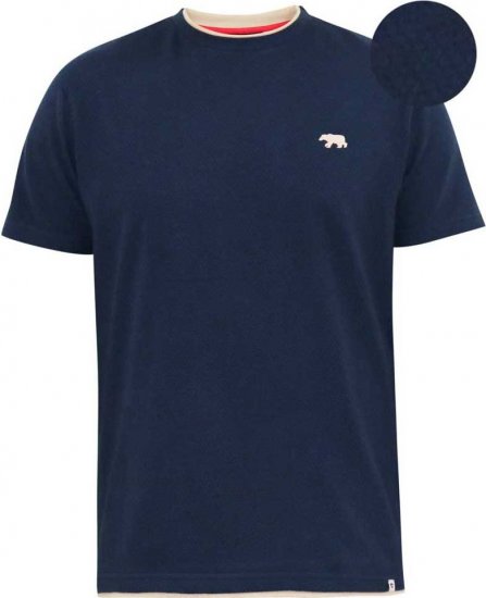 D555 SANDFORD Double Layer On Neck Ribs And Hem Waffle Textured T-Shirt Navy - T-shirts - Grote Maten T-shirts Heren