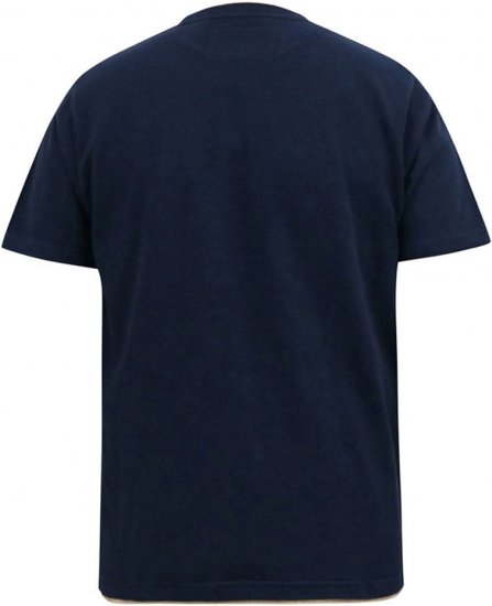 D555 SANDFORD Double Layer On Neck Ribs And Hem Waffle Textured T-Shirt Navy - T-shirts - Grote Maten T-shirts Heren