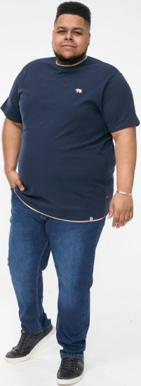 D555 SANDFORD Double Layer On Neck Ribs And Hem Waffle Textured T-Shirt Navy - T-shirts - Grote Maten T-shirts Heren