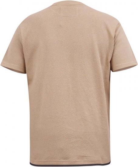 D555 SANDFORD Double Layer On Neck Ribs And Hem Waffle Textured T-Shirt Beige - T-shirts - Grote Maten T-shirts Heren
