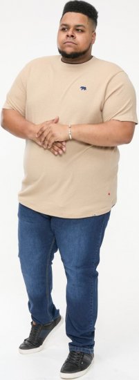 D555 SANDFORD Double Layer On Neck Ribs And Hem Waffle Textured T-Shirt Beige - T-shirts - Grote Maten T-shirts Heren