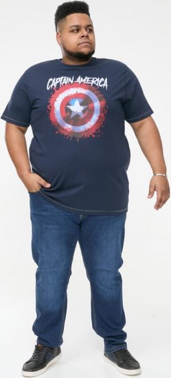 D555 ROGERS Official Captain America Printed T-Shirt Dark Navy - T-shirts - Grote Maten T-shirts Heren