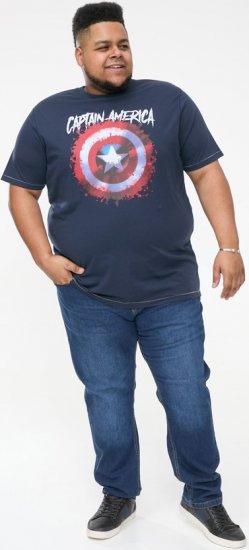 D555 ROGERS Official Captain America Printed T-Shirt Dark Navy - T-shirts - Grote Maten T-shirts Heren