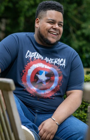 D555 ROGERS Official Captain America Printed T-Shirt Dark Navy - T-shirts - Grote Maten T-shirts Heren