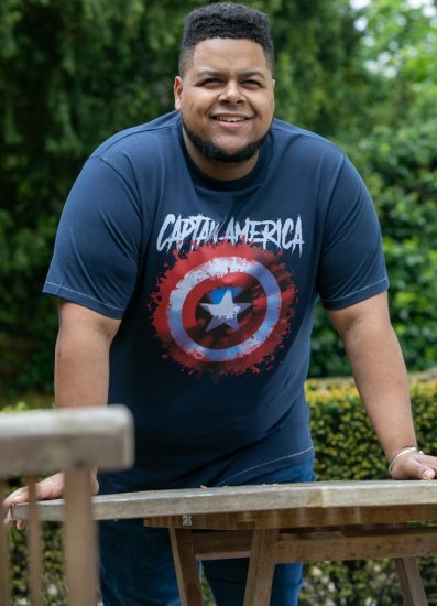 D555 ROGERS Official Captain America Printed T-Shirt Dark Navy - T-shirts - Grote Maten T-shirts Heren
