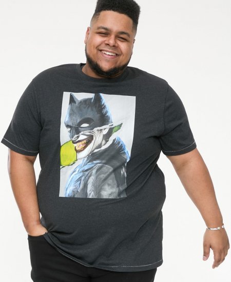 D555 MARTIN Official Batman Printed T-Shirt Washed Black - T-shirts - Grote Maten T-shirts Heren