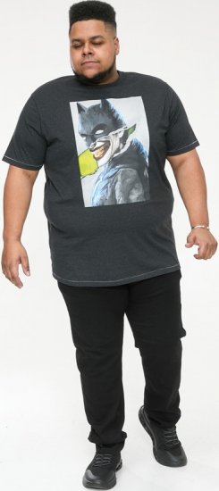 D555 MARTIN Official Batman Printed T-Shirt Washed Black - T-shirts - Grote Maten T-shirts Heren