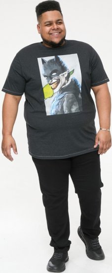 D555 MARTIN Official Batman Printed T-Shirt Washed Black - T-shirts - Grote Maten T-shirts Heren