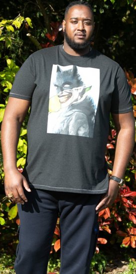 D555 MARTIN Official Batman Printed T-Shirt Washed Black - T-shirts - Grote Maten T-shirts Heren