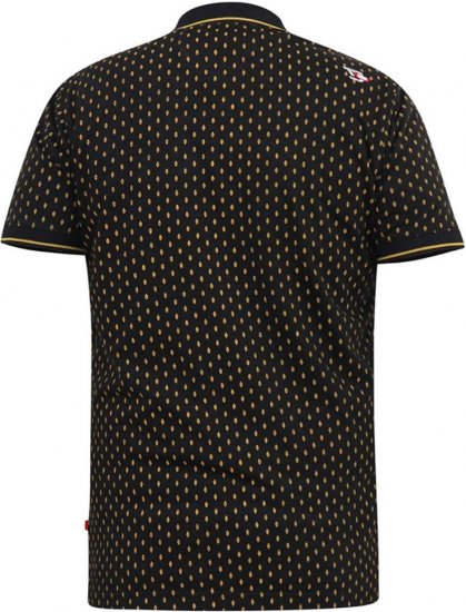 D555 RAUL AOP Jersey Polo With Jacquard Collar, Ribs And Chest Pocket Black - Polo shirts - Grote Maten Poloshirts Heren