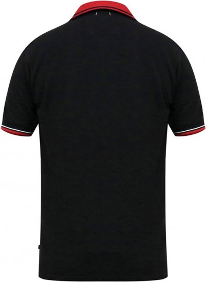 D555 CHESTER Pique Polo With Red Collar With Tipping Detail And Chest Embroidery Black - Polo shirts - Grote Maten Poloshirts Heren