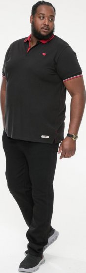 D555 CHESTER Pique Polo With Red Collar With Tipping Detail And Chest Embroidery Black - Polo shirts - Grote Maten Poloshirts Heren