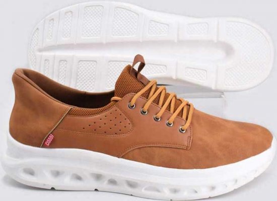 D555 Dartford 1 Kingsize Hands Free Shoes Pu & Faux Suede Top Tan - Herenschoenen 40-52 - 