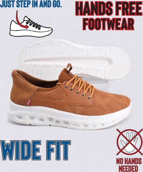 D555 Dartford 1 Kingsize Hands Free Shoes Pu & Faux Suede Top Tan - Herenschoenen 40-52 - 
