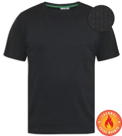 D555 Motherwell Thermal Short Sleeve T-Shirt Black - Ondergoed & zwem - Grote Maten Ondergoed Heren