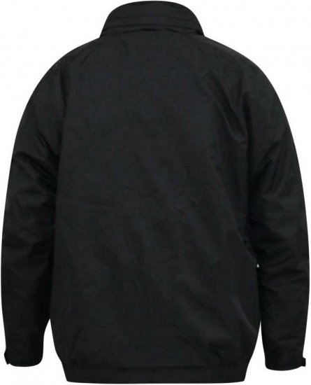D555 Rudy Showerproof Fleece Lined Jacket With Packaway Hood - Black - Jassen - Grote Maten Herenjassen