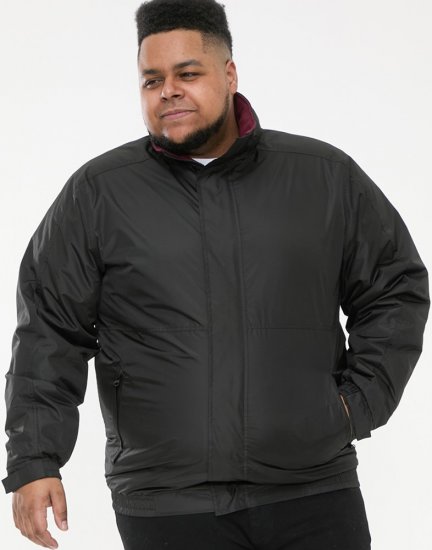 D555 Rudy Showerproof Fleece Lined Jacket With Packaway Hood - Black - Jassen - Grote Maten Herenjassen