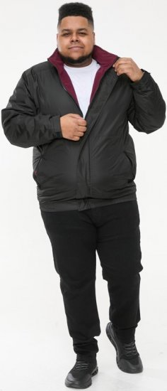 D555 Rudy Showerproof Fleece Lined Jacket With Packaway Hood - Black - Jassen - Grote Maten Herenjassen
