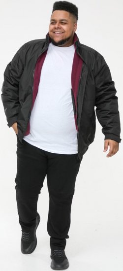 D555 Rudy Showerproof Fleece Lined Jacket With Packaway Hood - Black - Jassen - Grote Maten Herenjassen