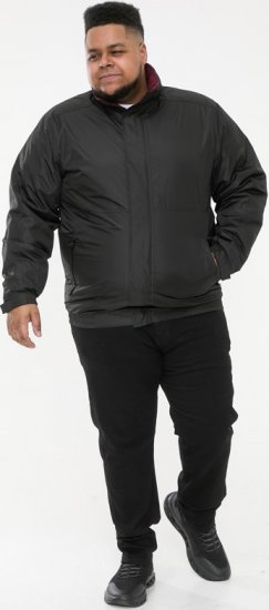 D555 Rudy Showerproof Fleece Lined Jacket With Packaway Hood - Black - Jassen - Grote Maten Herenjassen