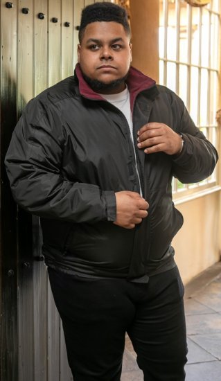 D555 Rudy Showerproof Fleece Lined Jacket With Packaway Hood - Black - Jassen - Grote Maten Herenjassen