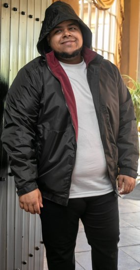 D555 Rudy Showerproof Fleece Lined Jacket With Packaway Hood - Black - Jassen - Grote Maten Herenjassen