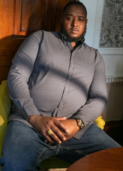 D555 MORGAN Micro AOP Long Sleeve Shirt With Concealed Button Down Collar Navy - Overhemden - Overhemden Grote Maten Heren