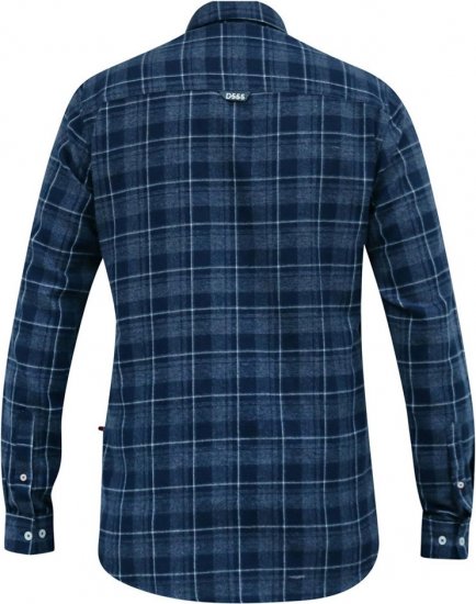 D555 SONNY Navy Check Long Sleeve Shirt With Chest Patch Pocket & Button Down Collar Navy Check - Overhemden - Overhemden Grote Maten Heren