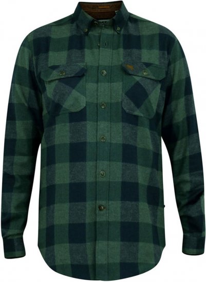 D555 GARFIELD Check Overshirt With Two Patch Pockets & Button Down Collar Navy - Overhemden - Overhemden Grote Maten Heren