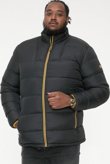 D555 CRISTIANO Puffer Jacket With Binding On Cuffs And Embroidery Badge On Sleeve Black - Jassen - Grote Maten Herenjassen