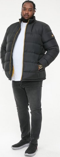 D555 CRISTIANO Puffer Jacket With Binding On Cuffs And Embroidery Badge On Sleeve Black - Jassen - Grote Maten Herenjassen