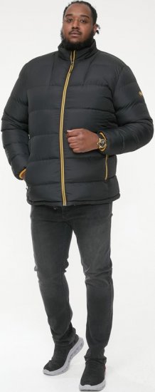 D555 CRISTIANO Puffer Jacket With Binding On Cuffs And Embroidery Badge On Sleeve Black - Jassen - Grote Maten Herenjassen