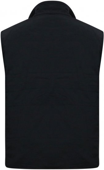 D555 FELIPE Zip Through Padded Gilet With Contrast Colour Lining And Rubber Badge Black - Jassen - Grote Maten Herenjassen