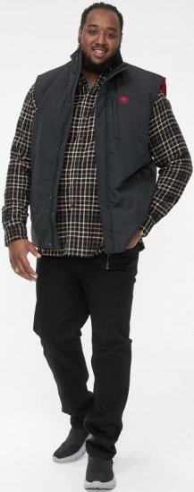 D555 FELIPE Zip Through Padded Gilet With Contrast Colour Lining And Rubber Badge Black - Jassen - Grote Maten Herenjassen