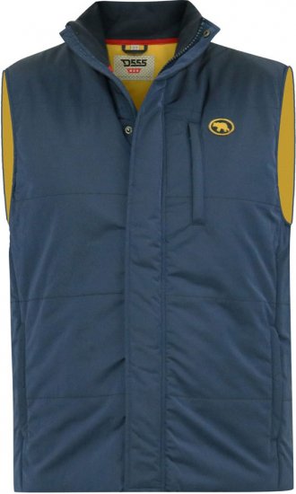 D555 FELIPE Zip Through Padded Gilet With Contrast Colour Lining And Rubber Badge Navy - Jassen - Grote Maten Herenjassen