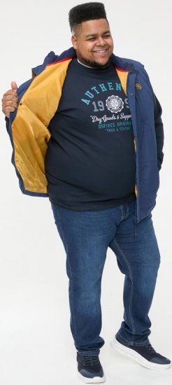 D555 FELIPE Zip Through Padded Gilet With Contrast Colour Lining And Rubber Badge Navy - Jassen - Grote Maten Herenjassen