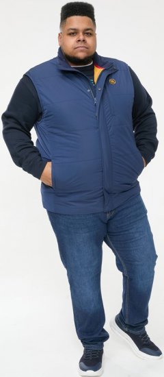 D555 FELIPE Zip Through Padded Gilet With Contrast Colour Lining And Rubber Badge Navy - Jassen - Grote Maten Herenjassen