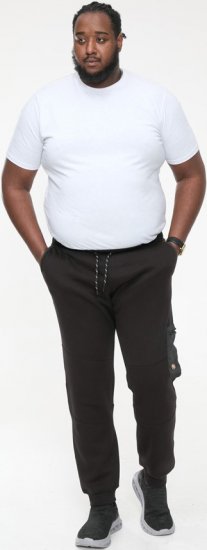 D555 COTGRAVE Couture Elasticated Waistband Jogger With Woven Fabric Trim Black - Joggingbroeken & shorts - Joggingbroeken & Shorts Heren Grote Maten