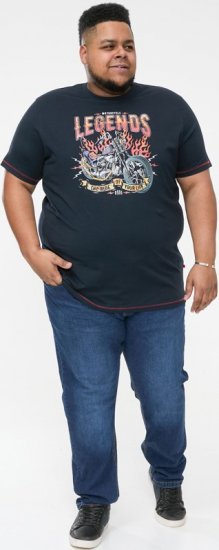 D555 JAGGER Legends Motor Bike Printed Crew Neck T-Shirt Navy - T-shirts - Grote Maten T-shirts Heren