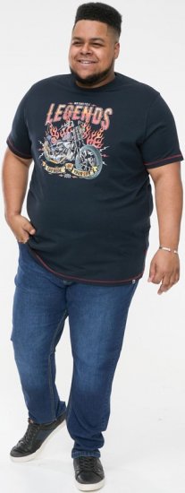 D555 JAGGER Legends Motor Bike Printed Crew Neck T-Shirt Navy - T-shirts - Grote Maten T-shirts Heren